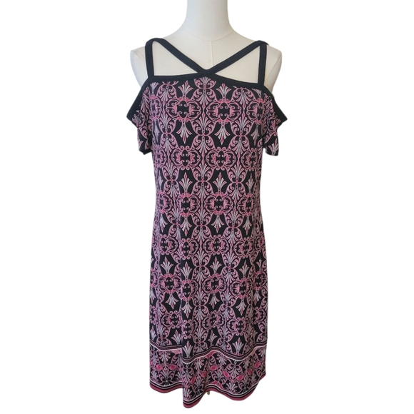 WHBM Pink & Black Jersey Knit Tunic Dress Size Medium - Picture 1 of 5